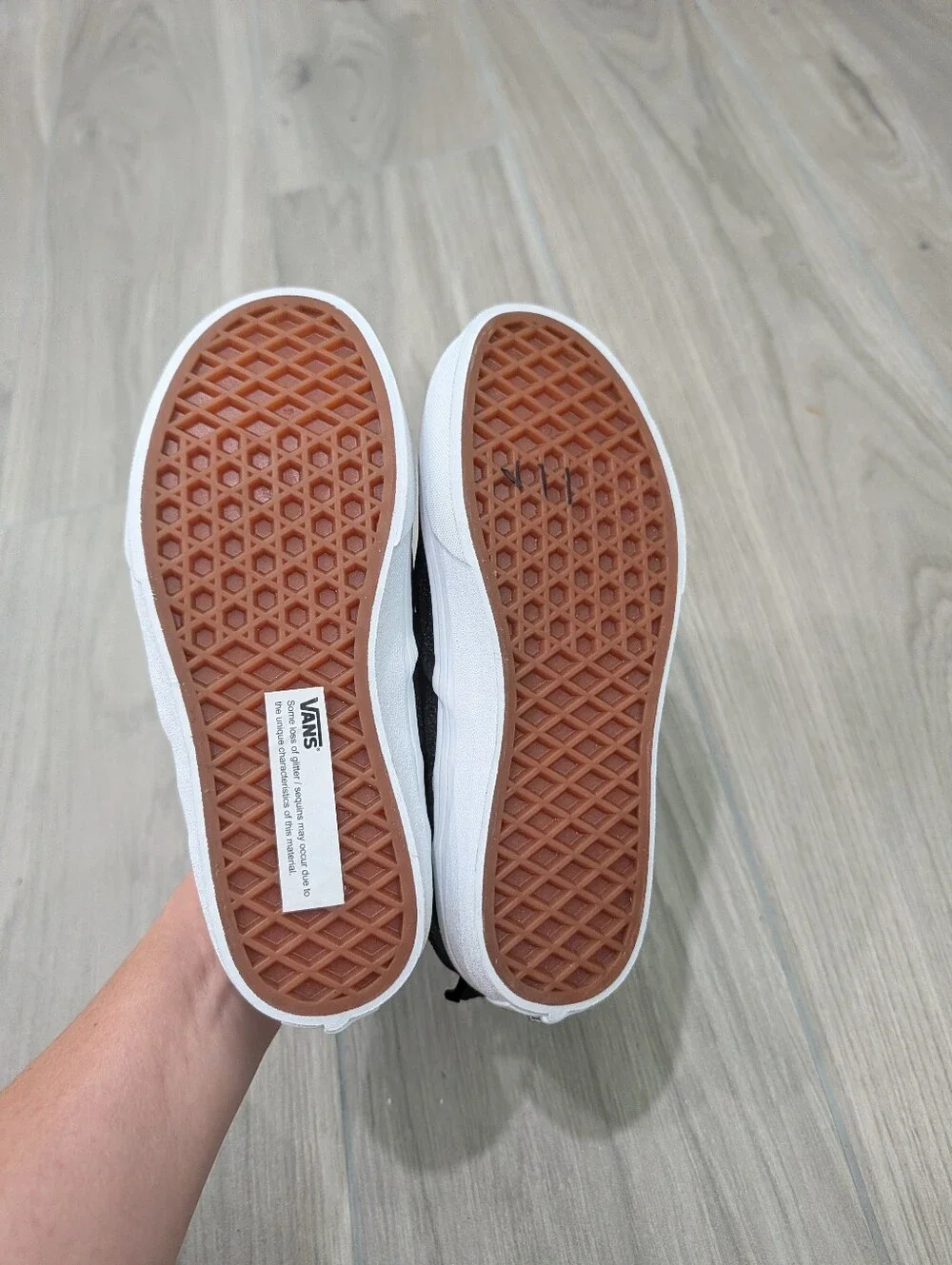 Vans Off The Wall Black Sparkle Shoes Size 3